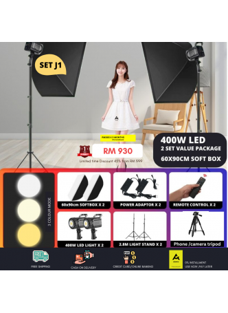 Proocam KB-1210 400Watt Continues Ligting Studio 1 Pair With Soft Box 60x90cm Value Set J1